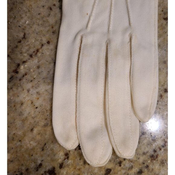 Vintage Womens Size M/L Off White Cotton Formal 11.5" Long Gloves Millan *stains - Picture 3 of 16
